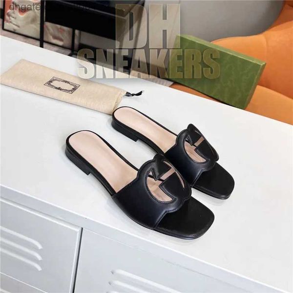 

22ss leather designer slipper sandal womans summer outdoor pantoufle non-slip sliders black multicolor ladys beach sandals shoes flat bottom