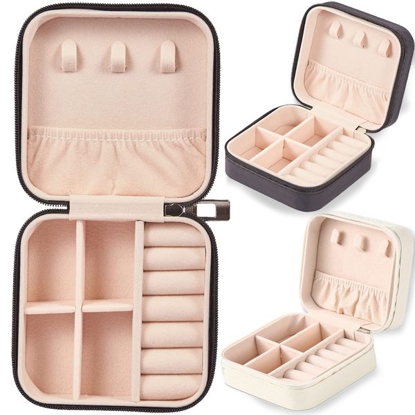 

jewelry stand storage box pu leather display organizer zipper case travel makeup bag earring holder boxes 10105cm 230517, Black