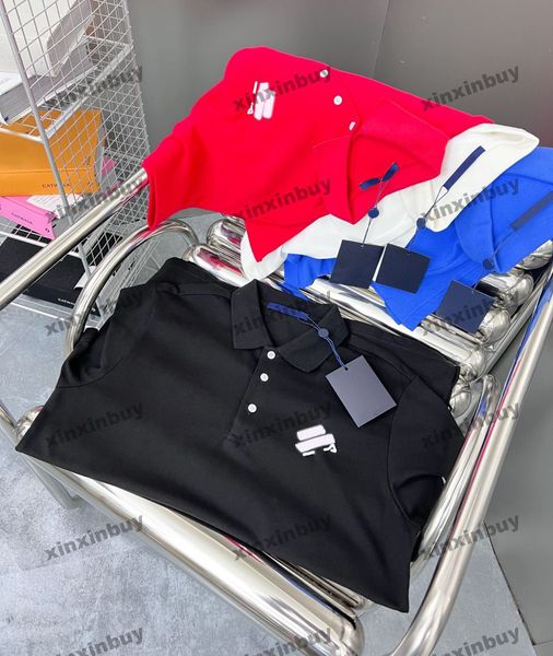 

xinxinbuy men designer tee t shirt 23ss letter embroidery pin 1854 short sleeve cotton women black white blue red s-2xl, Black;brown