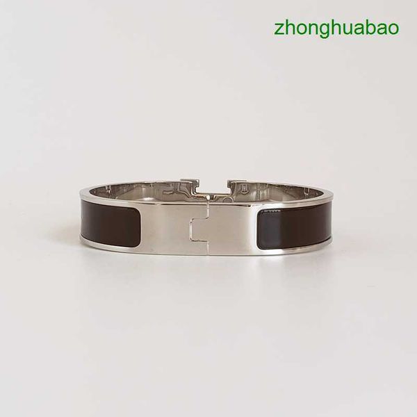 

hemres designer bracelet classic h bangle for silver enamel bracelets men and women cuff bracelet 12mm wide with gift bag b08h, Black