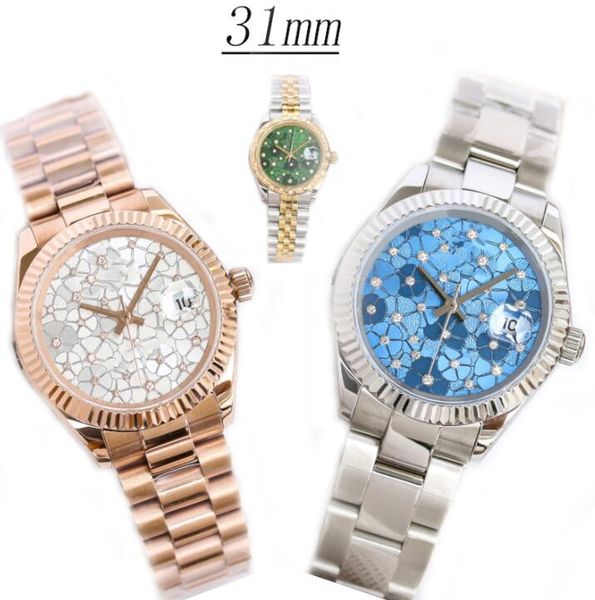 

ST9 Ladies watch oyster automatic mechanical watch 31mm flower pattern stainless steel strap diamond watch waterproof design Montre de luxe watch gift Dhgate