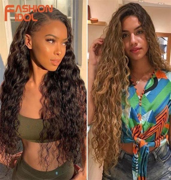 

fashion idol loose deep wave hair bundles 2832inch ombre brown red super long hair synthetic weaves curly wave hair extensions 228444561, Black;brown