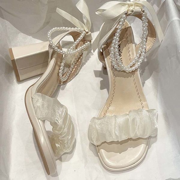 

sandals clear heels party sandals woman cross buckle strap female shoe med cross-shoes high girls medium fashion summer block bow 230518, Black