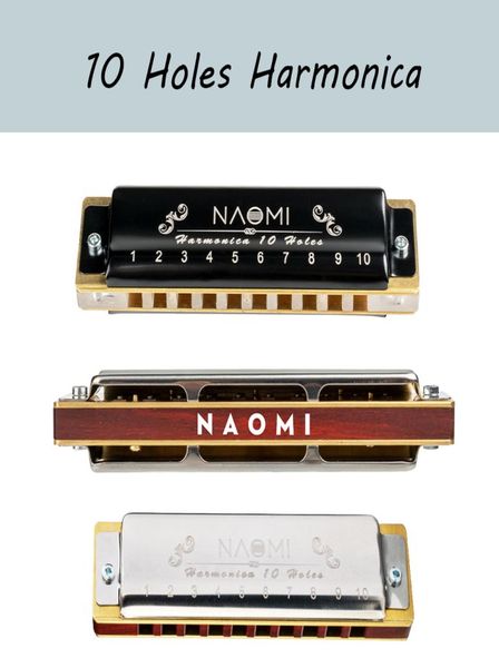 

naomi professional blues harp 10 hole harmonica bules diatonic harp wooden body key of c christmas gift8659721