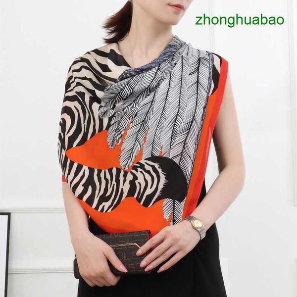 

hemres designer scarves spring and autumn new zebra pattern b110 square satin scarf forged imitation silk headband akkr, Blue;gray