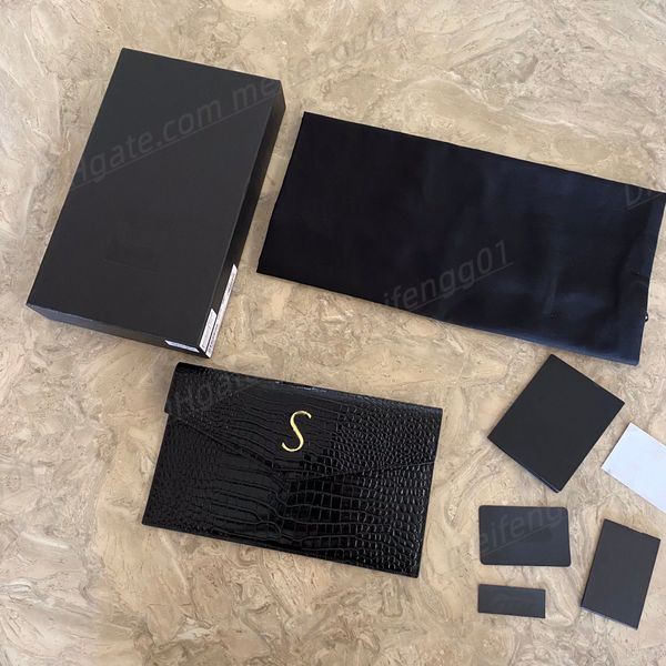 

classic designer wallet fashion famous womens walletscrocodile stripe genuine leather women envelope clutch bags tape box