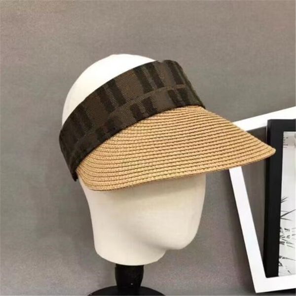 

grass braid sun hats visors designer empty caps luxury sunbonnet brand sunhat traveling beach sunshade cap fashion accessories, Blue;gray