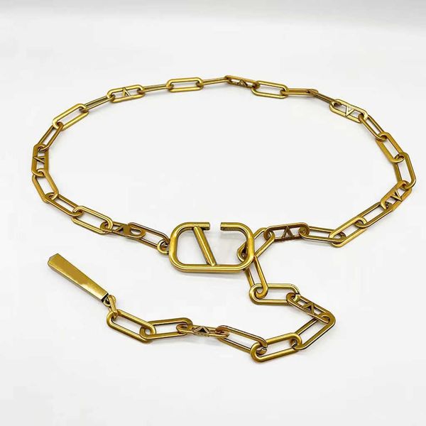 

belts luxury women designer chain solid texture v letter waist chain classic vintage rose gold fashion jumpsuit coat accessory waistband