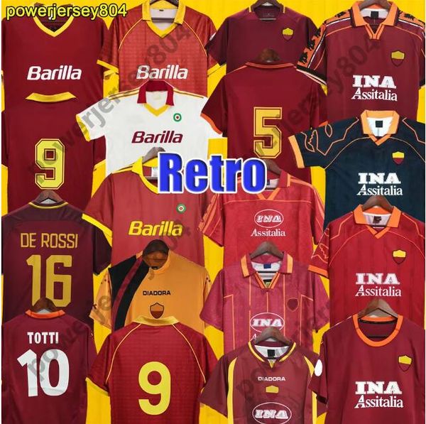 

00 01 02 retro soccer jerseys totti football shirt 89 90 91 92 94 95 96 98 99 batistuta jersey classic maillot de foot nakata montella roma, Black;yellow