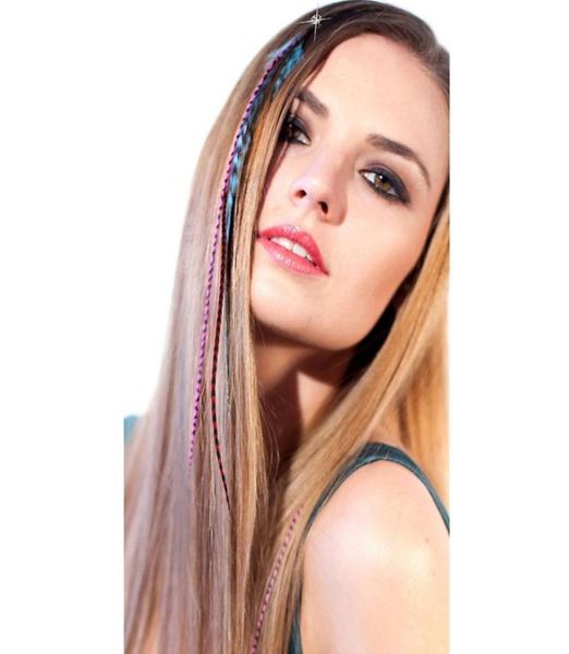 

2017 fashion new clips on feather hair extension hair jewelry clip in hair extensions 5597137, Red;blue