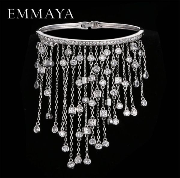 

emmaya luxury aaa cz tassel bracelet bangle femme charm crystal unique hand jewelry wedding party decoration 2207152896948, Black