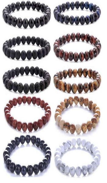 

beaded bracelet 8mm natural stone lava tiger eye black onyx matte healing beads bangle stretch charm yoga for women men jewelry4161479