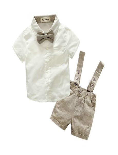 

summer new 2019 fashion baby boy clothes gentleman tshirt overalls cotton children sets kids clothing newborn clothing sets 2pcs4157730, White