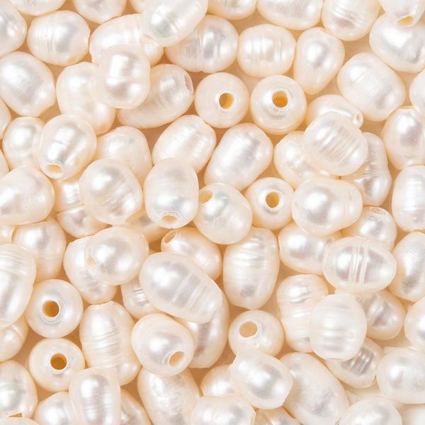 

crystal 100pcs natural freshwater cultured pearls beads large hole loose beads oval for diy bracelet necklace jewelry making 7~10x7~8mm