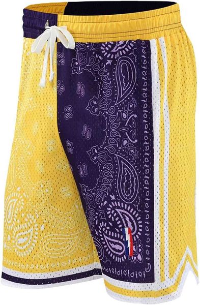 

summer men's mens sports boomlemon shorts basketball brand workout athletic paisley mesh print running short pants athletic workout gym, White;black