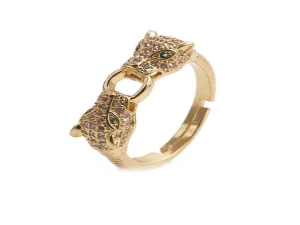 

fashion simple headpiece new copper zircon leopard head opening adjustable ring4620600, Silver