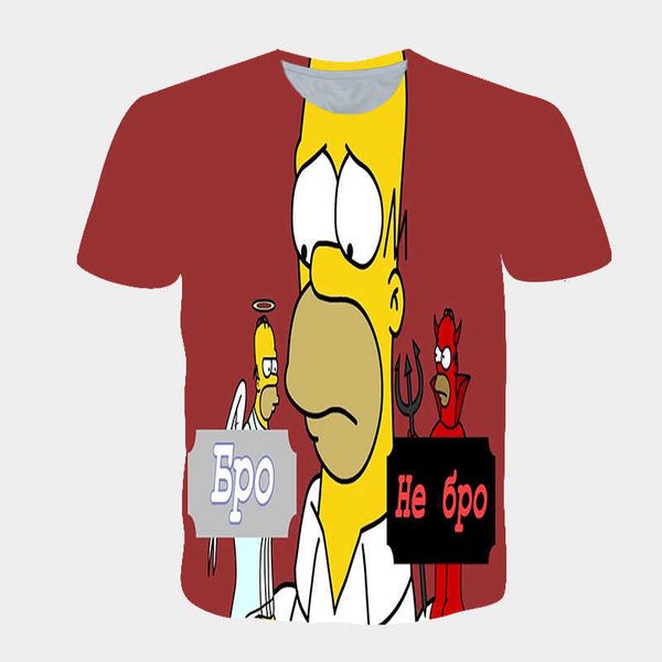 

summer t-shirt simpsons 3d digital printed children's clothing loose short sleeves, White;black