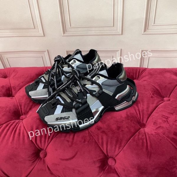 

new brand womens mens designer leather lace-up sneakers fashion lady flat running letters shoes sneaker, Black