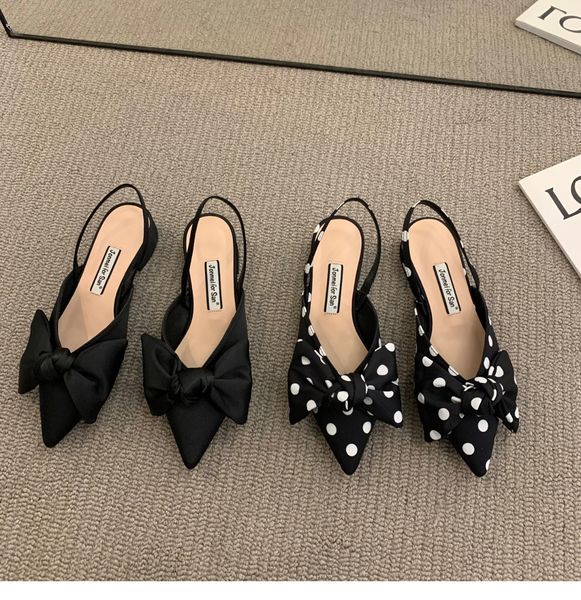 

sandals summer women's sandals fashion low heels sandals women shoes elegant pointed straps fashion party pumps sandalias de mujer 2305, Black