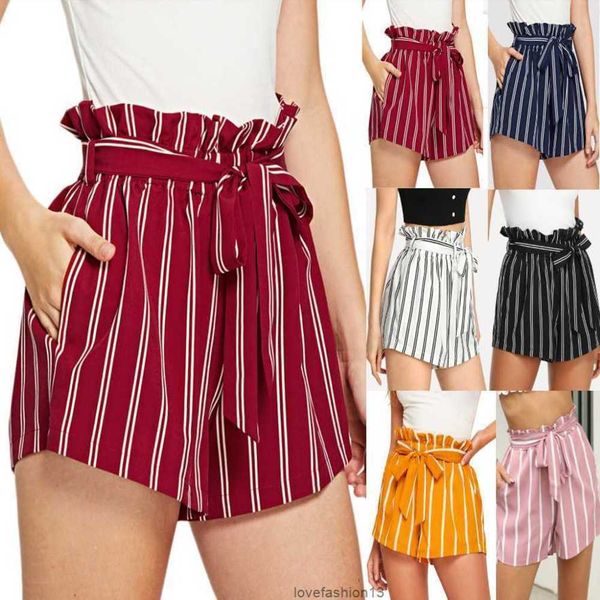 

2023 spring/summer new women's striped shorts chiffon pants, White;black
