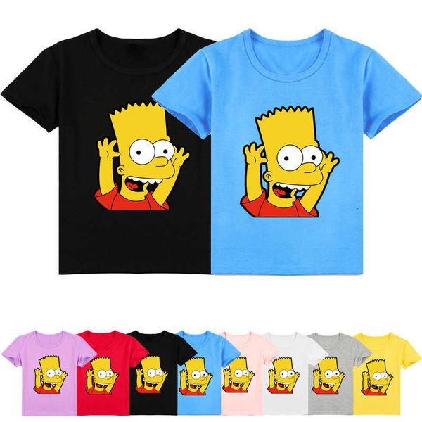 

children's fashion simpson print short sleeve t-shirt summer k417, White;black