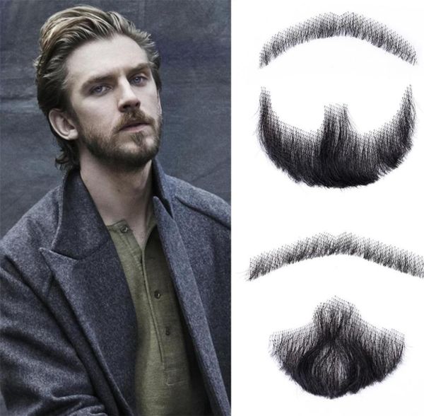 

mstn man039s lace beard hand made real hair fake beard mustache fancy synthetic lace invisible mustachio barba falsa 2206159764728, Black;brown