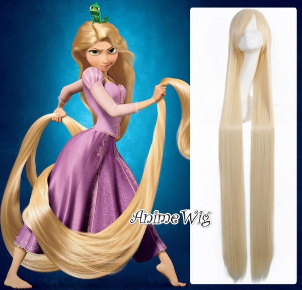 

150cm anime enchanted rapunzel long light blonde straight basic wig bang cosplay9628515, Black;brown