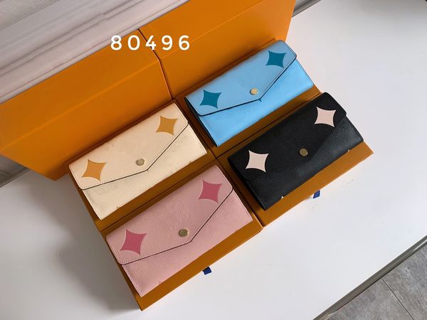 

m80496 women leather long wallets luxury designer crad holder brand women fashion wallets fashion gift bags pocket purse dollar storage size, Red;black