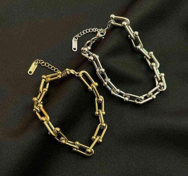

stainless steel ushaped handmade chain bracelet for women charm bracelets new fashion jewelry girls gift whole2395250, Black