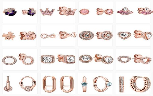 

new trendy sterling silver studs shiny heart rose gold diamond romantic pandora stud earrings fashion ladies hoop earrings7948079, Golden;silver
