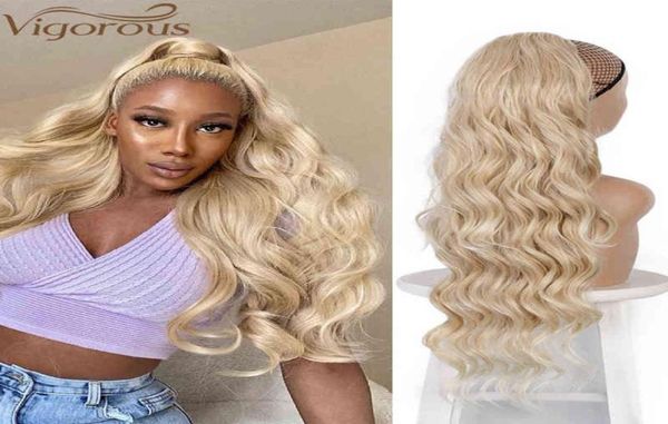 

vigorous long wavy synthetic ponytail hair blonde drawstring ponytail clip in hairpiece black wave ponytail for black women 2202084623734, Black;brown