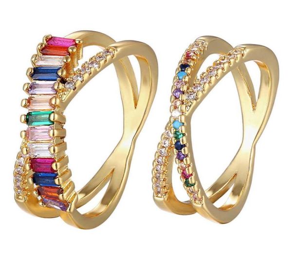 

colorful rainbow cz gold ring for women girls fashion engagement wedding band charm party jewelry 10 styles choice q079521158, Silver