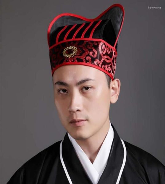 

berets men ancient hat chinese traditional headdress hanfu yellow red vintage cosplay outfit for7676180, Blue;gray