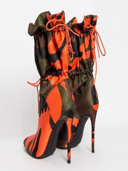 

stiletto high heel shoes women ankle boots camouflage pointed toe autumn winter boots woman party shoes6647652, Black