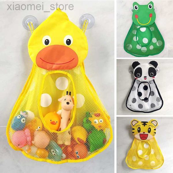 

3pscbath toys baby bath toys cute duck frog mesh toy storage bag strong liquid suction cups bath game bag bathroom organizer water toys for