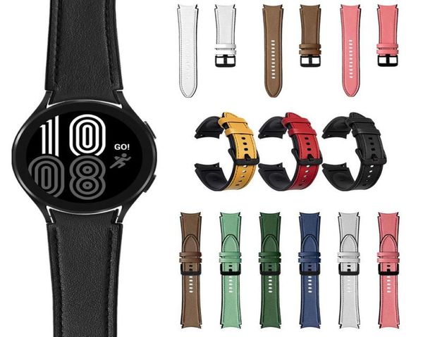 

watch bands leather silicone 20mm strap for galaxy 4 40mm 44mm curved end band classic 46mm 42mm business8300901, Black;brown