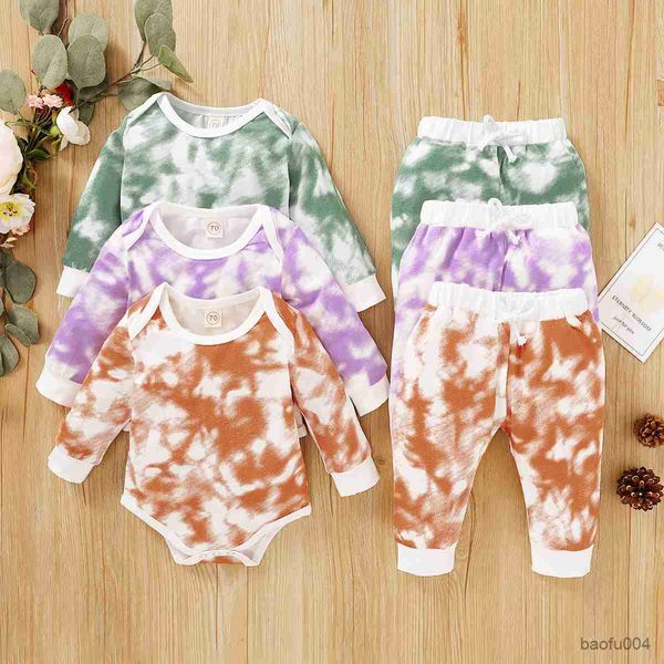 

clothing sets 0-24m tie dye clothing outfits newborn girls pants 2pcs infant boys fashion clothes set r230518, White