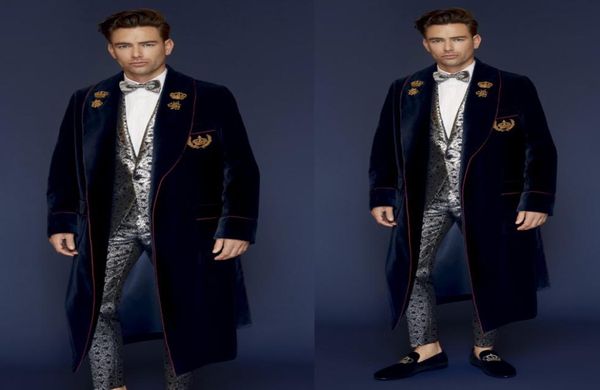 

winter new design mens navy velvet fabric overcoats shawl lapel outdoor ankle length coats windproof warm outwear for male4428915, Black;gray