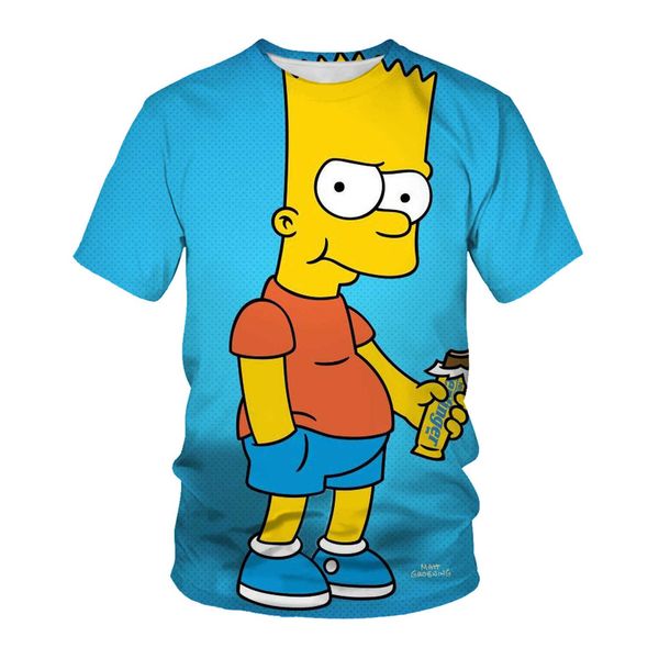 

2022 t-shirt new trend anime simpson 3d printed men's casual short sleeved shirt, White;black