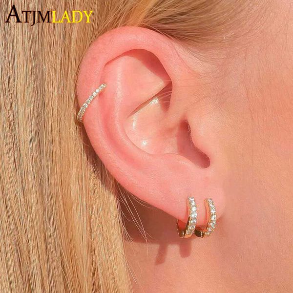 

stud mini small hoop earrings for women men cubic zirconia minimalist earrings gold silver color ccute jewelry pendientes 5mm13mm z0517, Golden;silver
