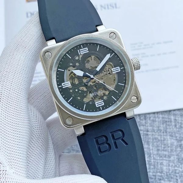 

ff44mm mens bell watch waterproof automatic movement mechanical sapphire glass stainless steel men ross wristwatches, Silver