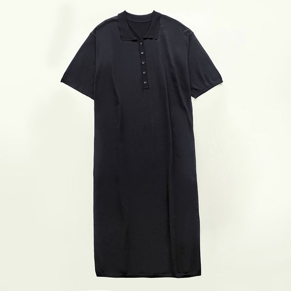 

casual dresses t-oteme v-neck slit knit dress 3/4 sleeves loose midi dress for women, Black;gray