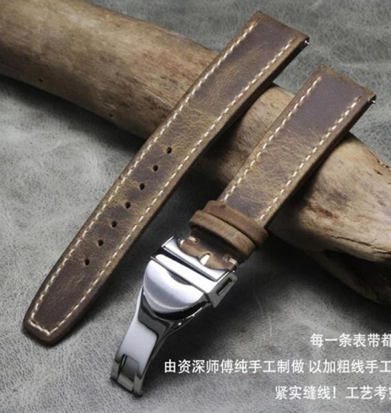 

watch bands 20mm 21mm 22mm style genuine leather strap black blue retro brown watchband suitable for bay series6834600, Black;brown