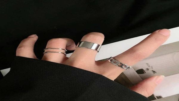 

lats punk metal geometry circular punk rings set opening index finger accessories buckle joint tail ring for women jewelry gifts q6473694, Silver