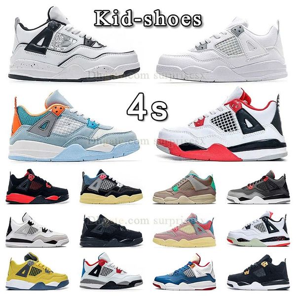 

authentic kid shoes jumpman 4 infant basketball shoes pure money fire red boys and girls toddler kids sneaker university black cat 4s what t