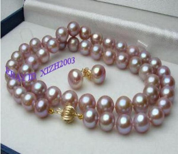 

natural lavender fine 17quot 75mm akoya purple pearls necklace earrings 14k3051052, Silver