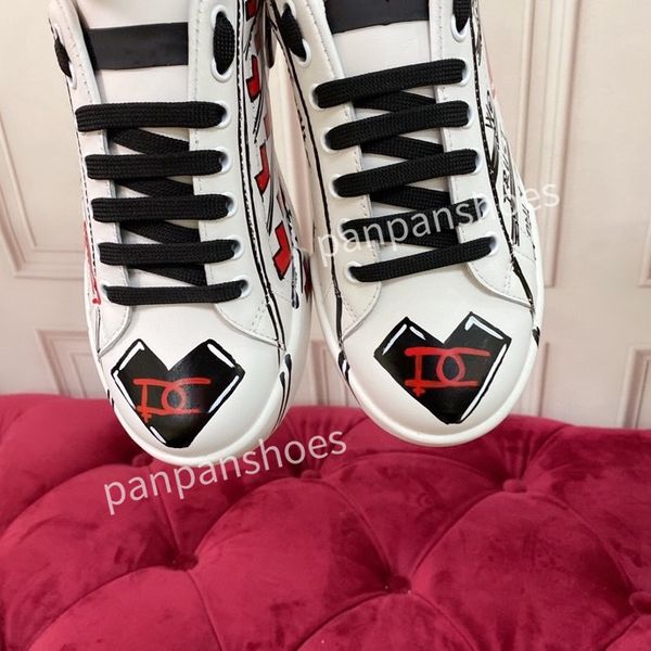 

casual shoes brand mens women designer leather lace-up sneakers fashion lady flat running letters shoes sneaker, Black