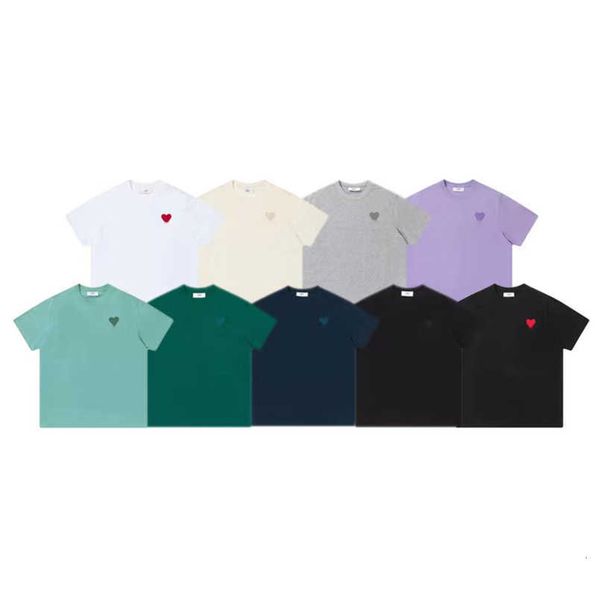

amis paris designers tshirts 2023 spring classic heart solid color round neck short sleeve t-shirt tees for men and women, White;black