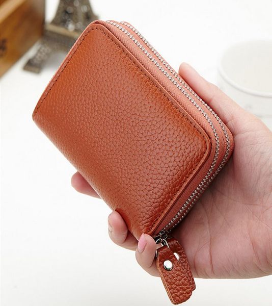 

leather women039s doublezip purse zero wallet cosmetic bag7173110