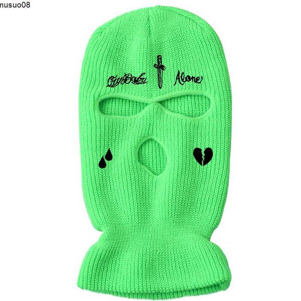 

beanie/skull caps 2021 new winter warm ski mask hats 3-hole knit full face cover balaclava hat funny party embroidery beanies riding caps j2, Blue;gray